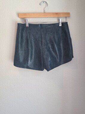Superdown Blue Snake Print Faux Leather Skort Womens Small Metallic Mini Shorts